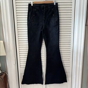 7 For All Mankind Black Flare Wide Leg Jeans